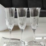 Lot of 4 x Large Champagne Flutes "Calp Concerto Champagne", in crystal chiseled with diamond patterns and diamond point finish. Height 21 cm