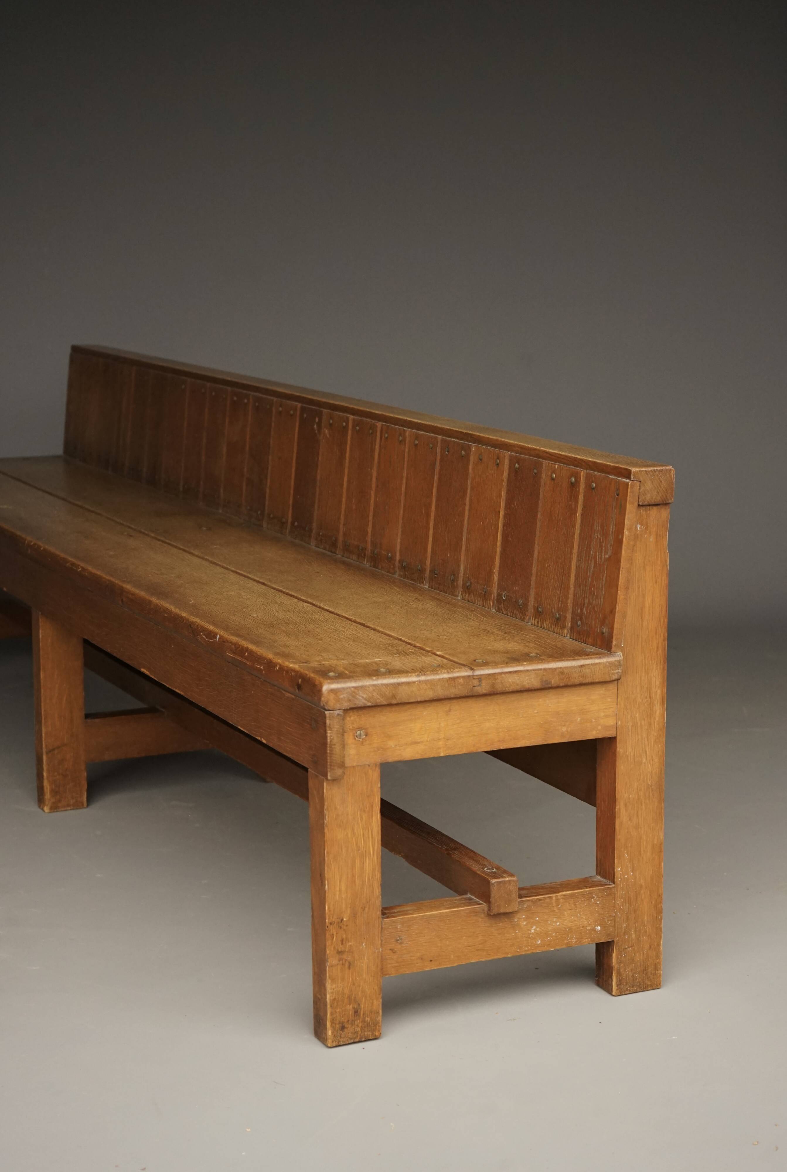 Dutch Traditionalist oak bench, Delft School. 1920s
