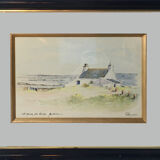 Painting watercolor "the house of viviers" quiberon signed & frame