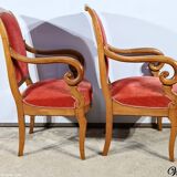 Pair of Cherry Wood Armchairs, Louis Philippe Period – 1st Part 19th
