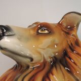 Vintage Ceramic Sitting Collie Dog Sculpture