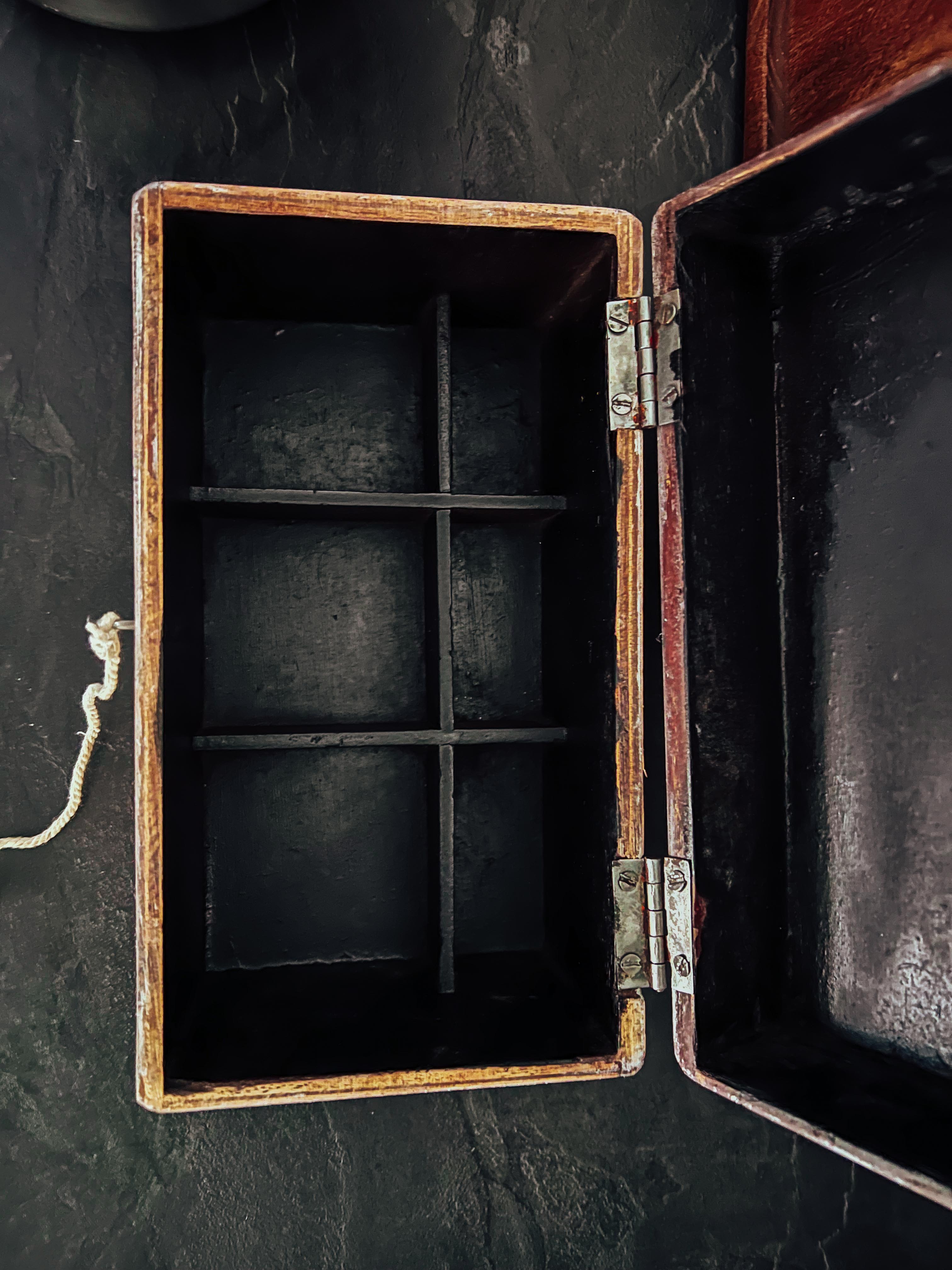 Old wooden kitchen storage box
