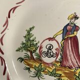 Faience plate Les Islettes decor Madame Bernard 19th century 23 cm rare model