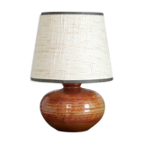 Signed sandstone lamp, beige lampshade, 70s