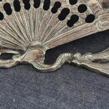 Table mirror vintage engraved glass fan