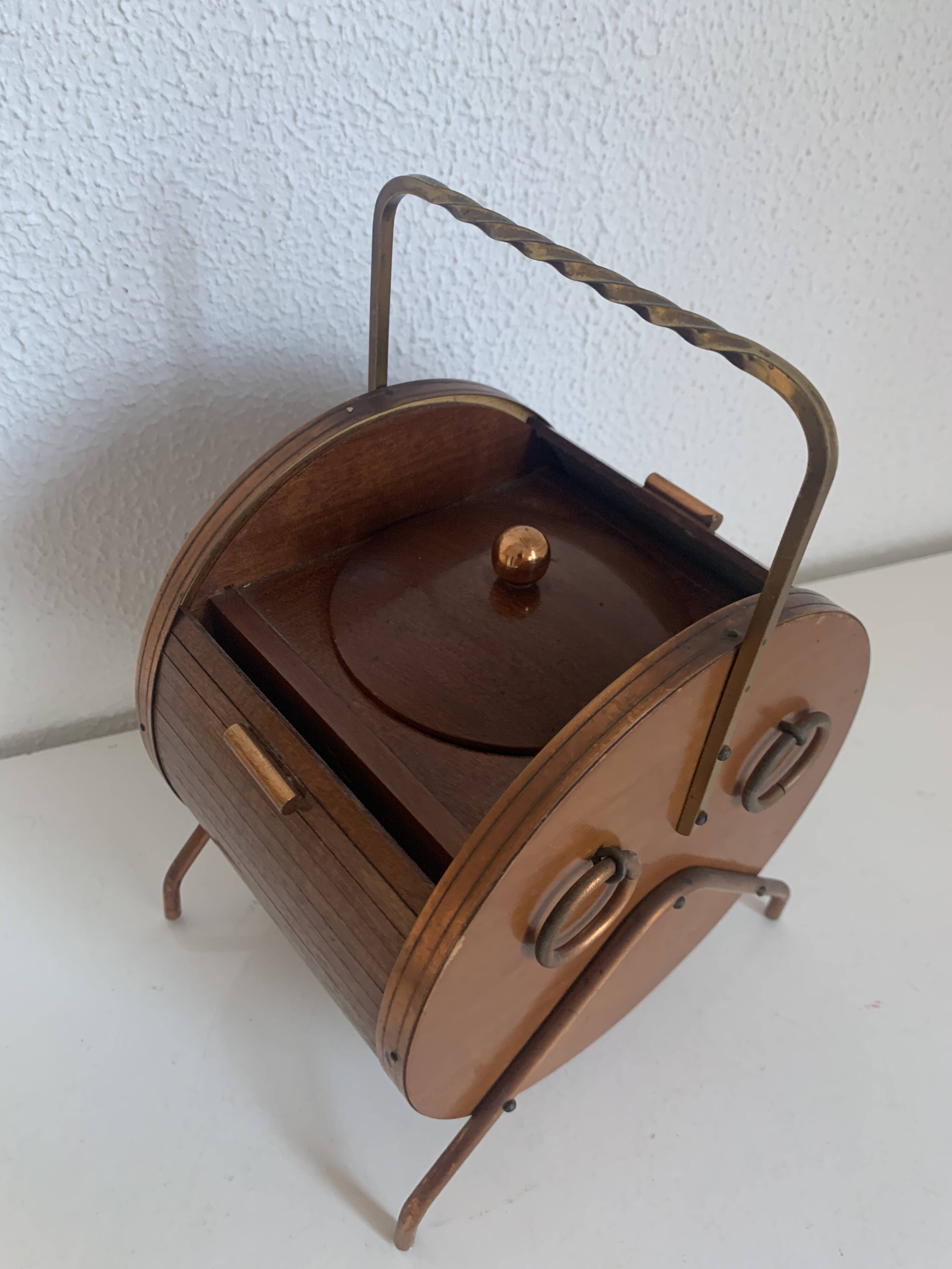 Pot vintage 1960 à tabac tabatière fut tonneau pipe vin - 25 x 14 cm