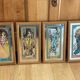 Lot de 4 miroirs sérigraphiés Mucha, les 4 saisons