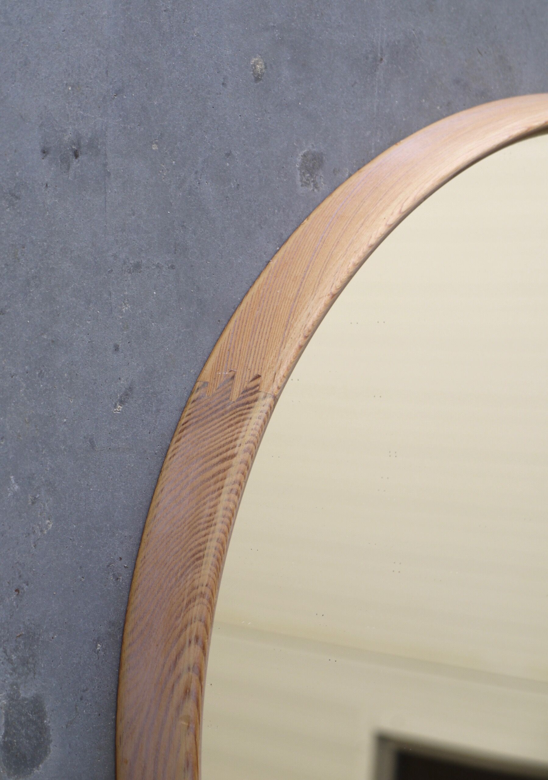 Vintage Scandinavian wooden circular mirror, 1970s