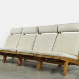 Rare set of 4 deckchairs AP71 including footstool by Hans Wegner for AP Stolen, Denmark 1968