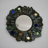 Ceramic mirror by Jacky Coville, 1970s.