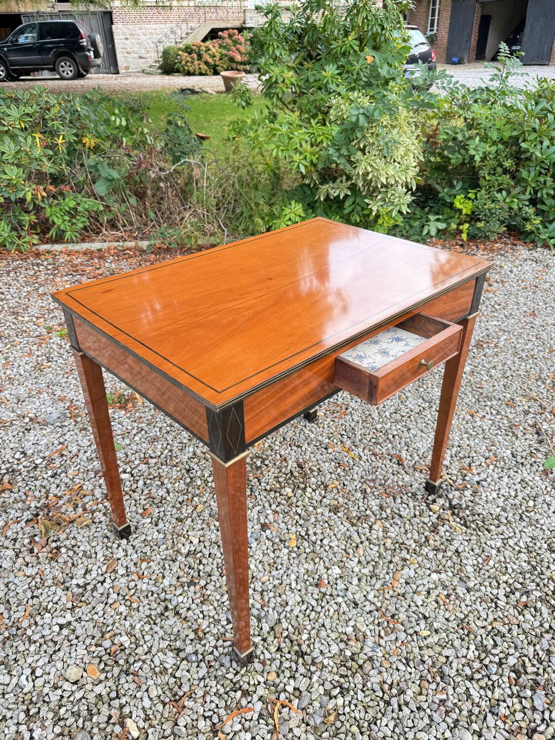 Jean Joseph Chapuis Mahogany Desk, Writing Table, Directoire Period