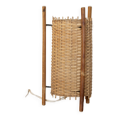 1960s woven rattan lamp, bamboo tripod structure. Superb l