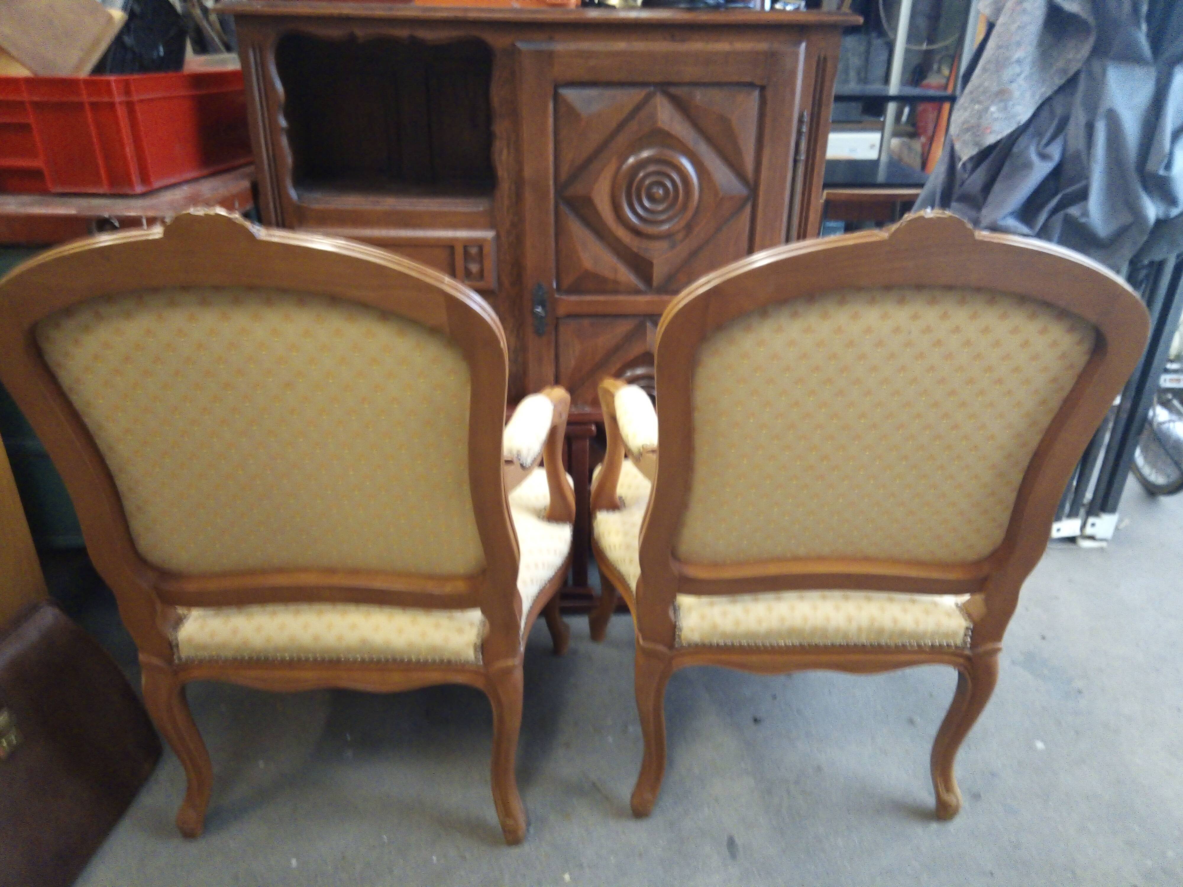 Pair of Louis XVI style armchairs