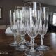 Set of 6 vintage champagne flutes in chiseled crystal