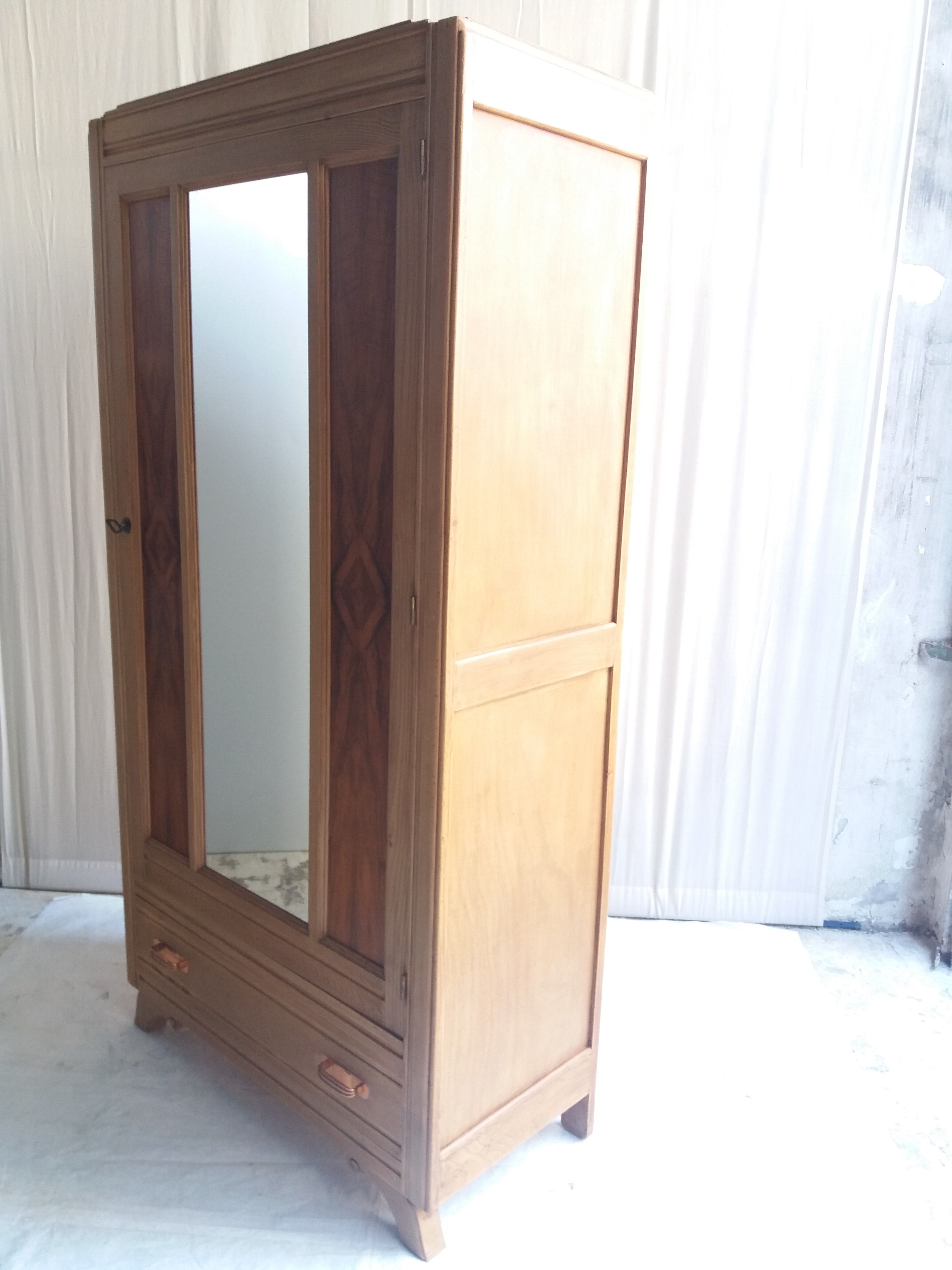 Vintage wardrobe of the 50's with 1 door