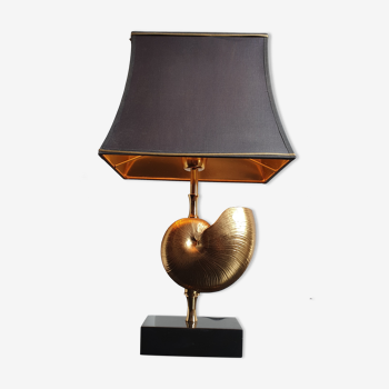 Nautilus brass lamp with black marble base