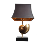 Nautilus brass lamp with black marble base
