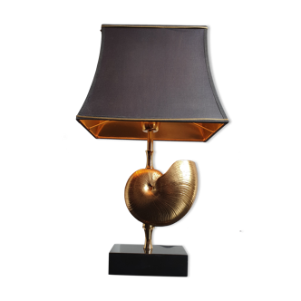 Nautilus brass lamp with black marble base
