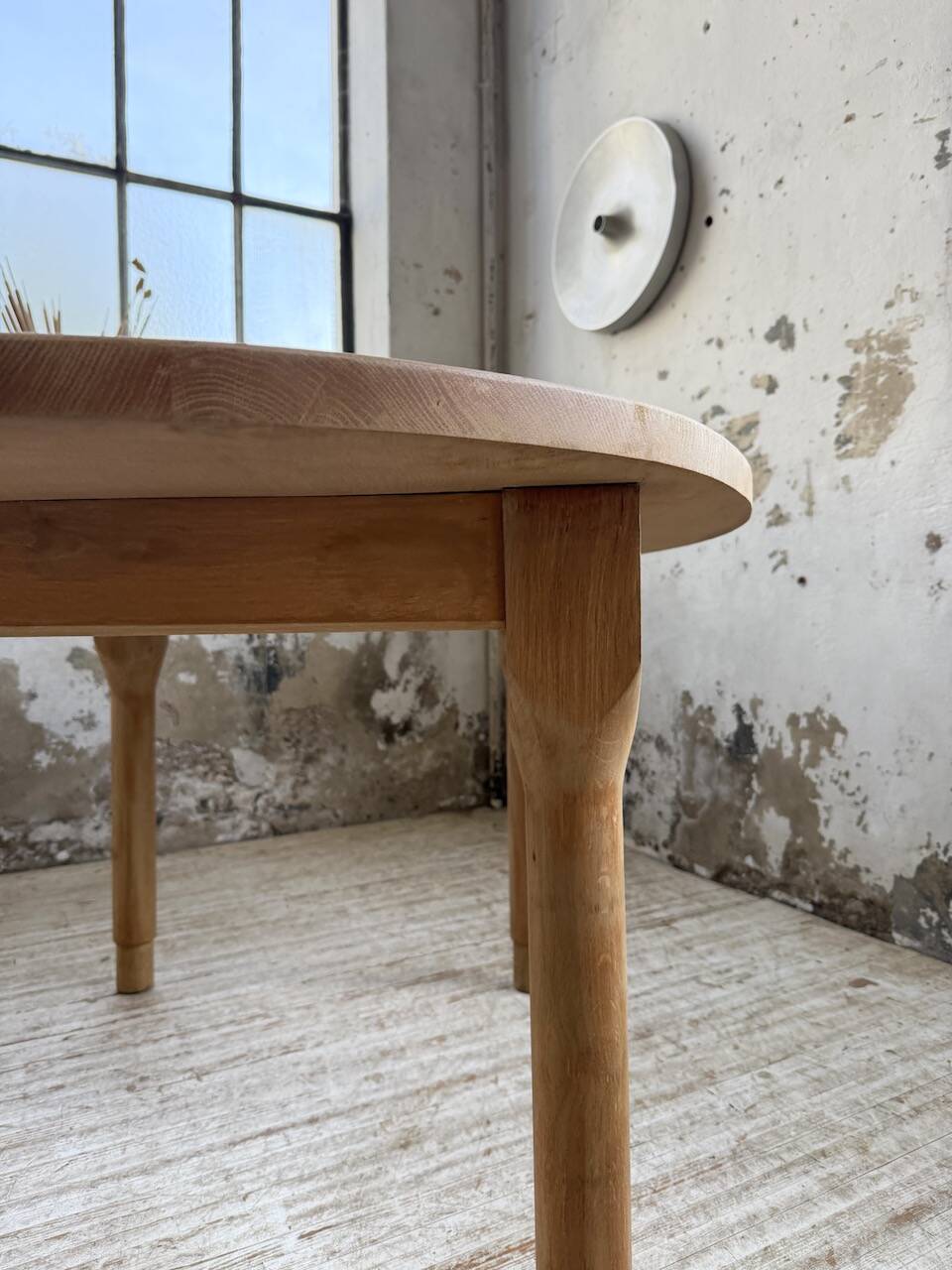 Oval farmhouse table oak 1960