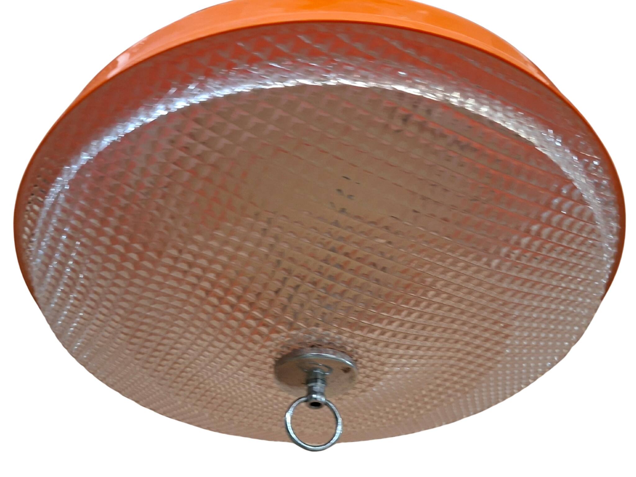 Lampadario Vintage Anni '70 Space Age – Arancione e Cristallino – Ø 38cm