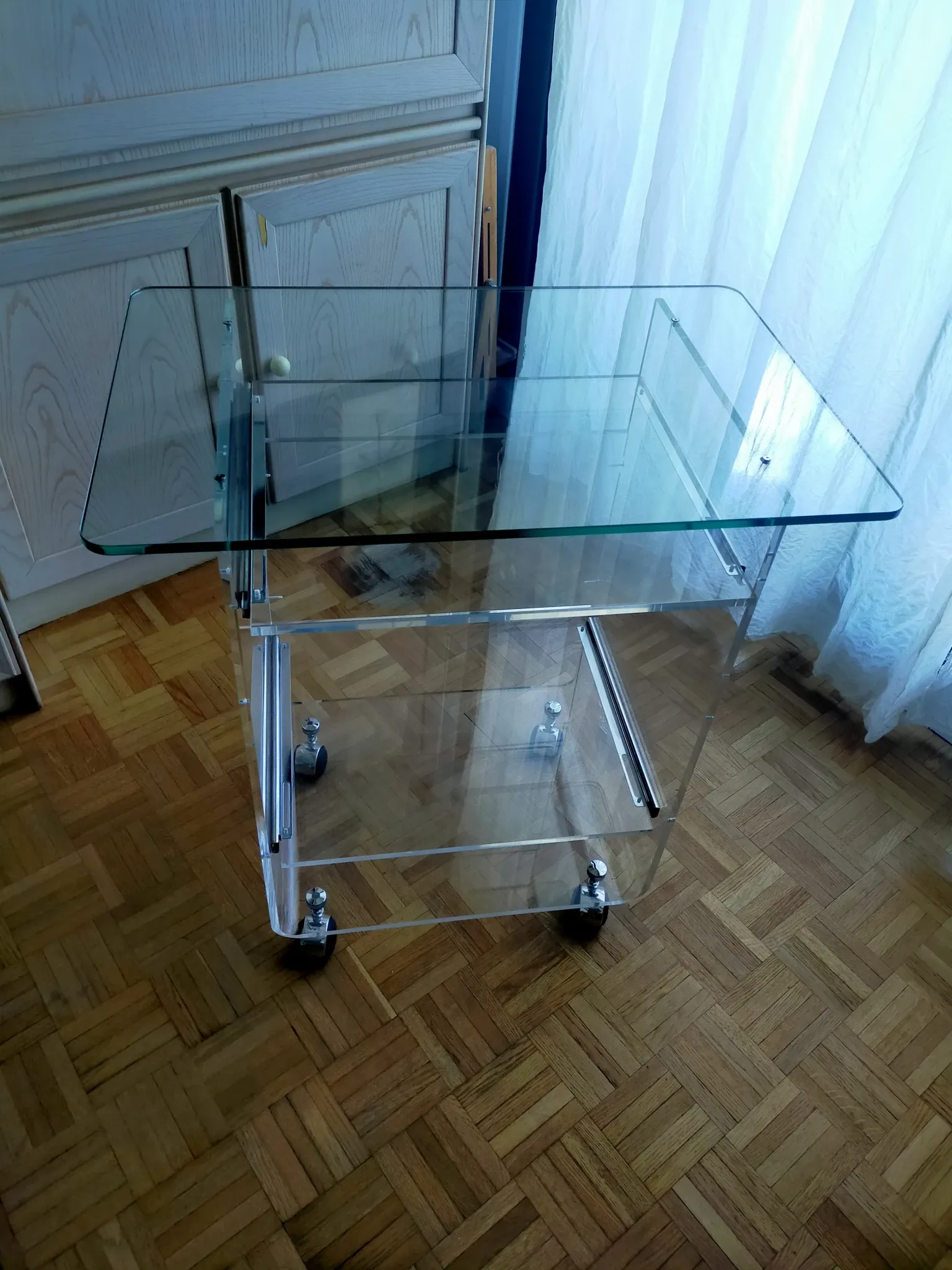 Plexiglass and glass side table