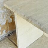 Vintage side table in travertine, circa 1980s.