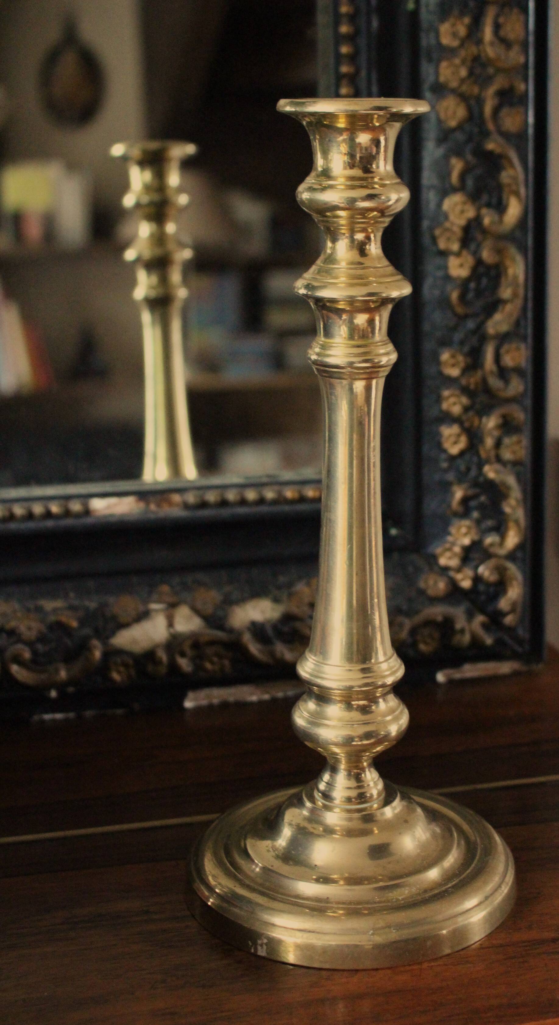 Large brass torch candle holder
