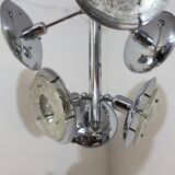 Esperia chandelier 1970s, chrome and Murano glass, 6 arms adjustable