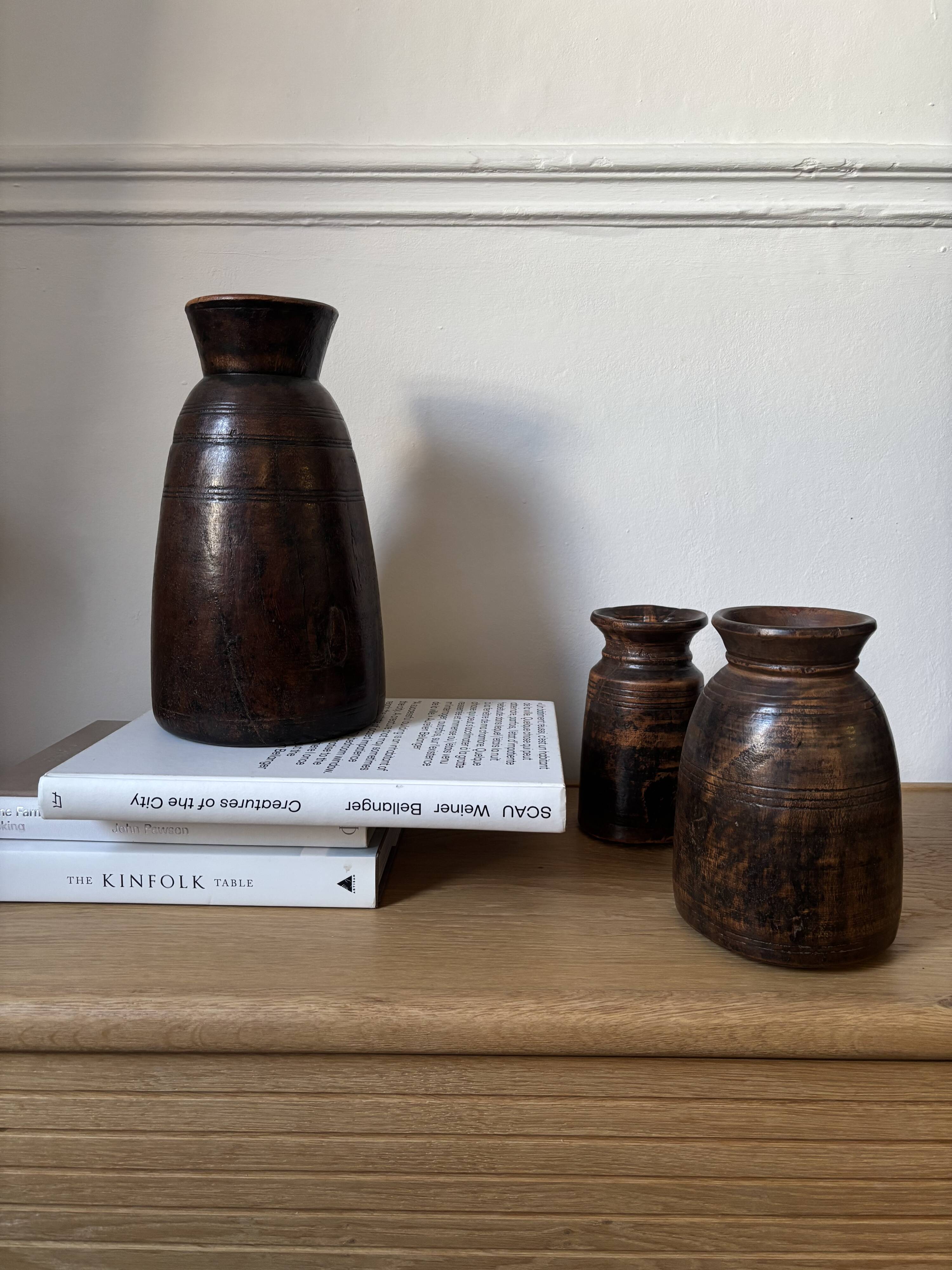 African Vase Solid Wood - Primitive Art - Wabi Sabi Sculpture