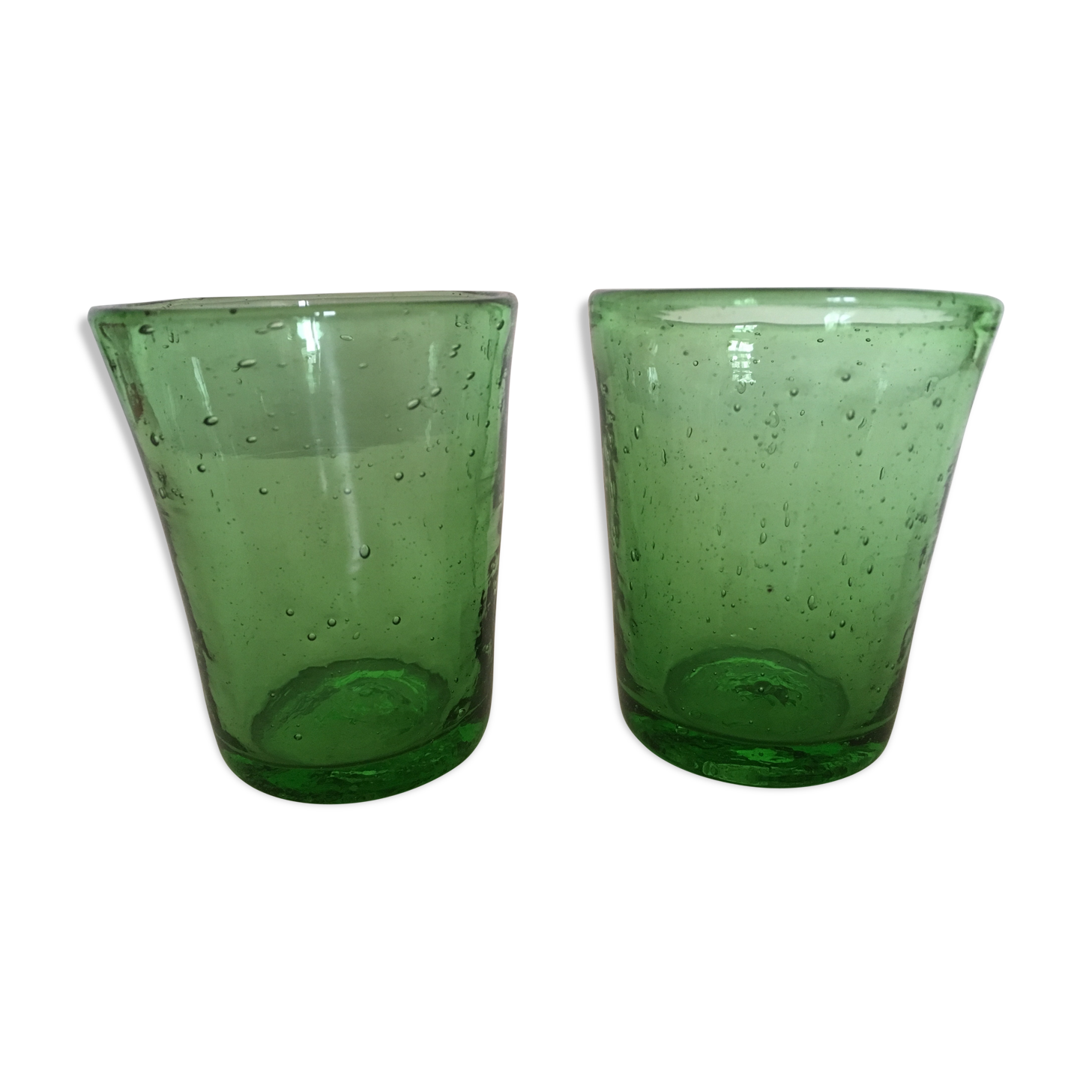 pair of glasses shots gobetets of Biot glass bubble years 60s