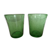 pair of glasses shots gobetets of Biot glass bubble years 60s