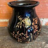 Antique st clement vase black ceramic painted decor vintage