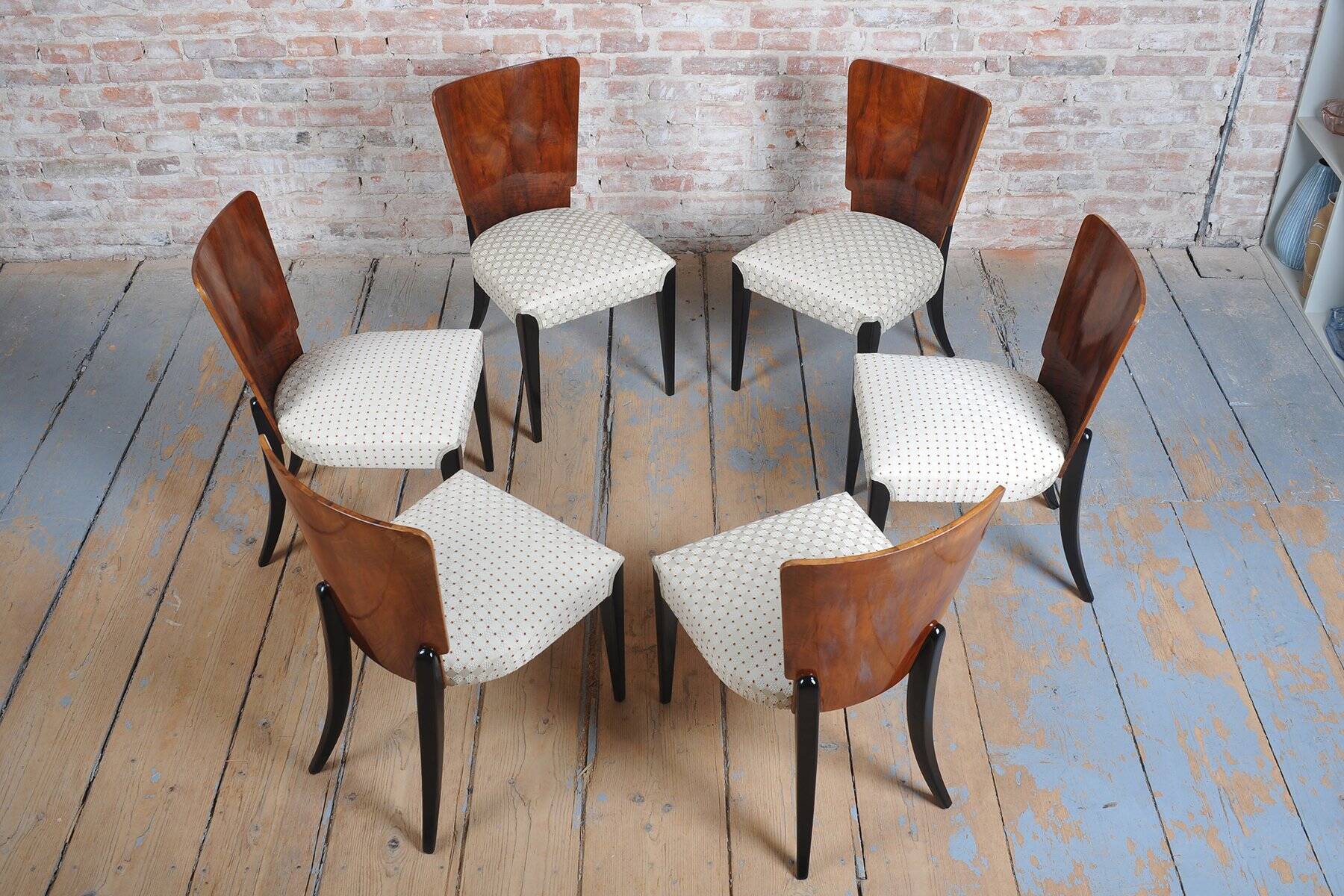 Art Deco Beech Chairs attributed to Halabala for Up Závody, Czech, 1930s, Set of 6