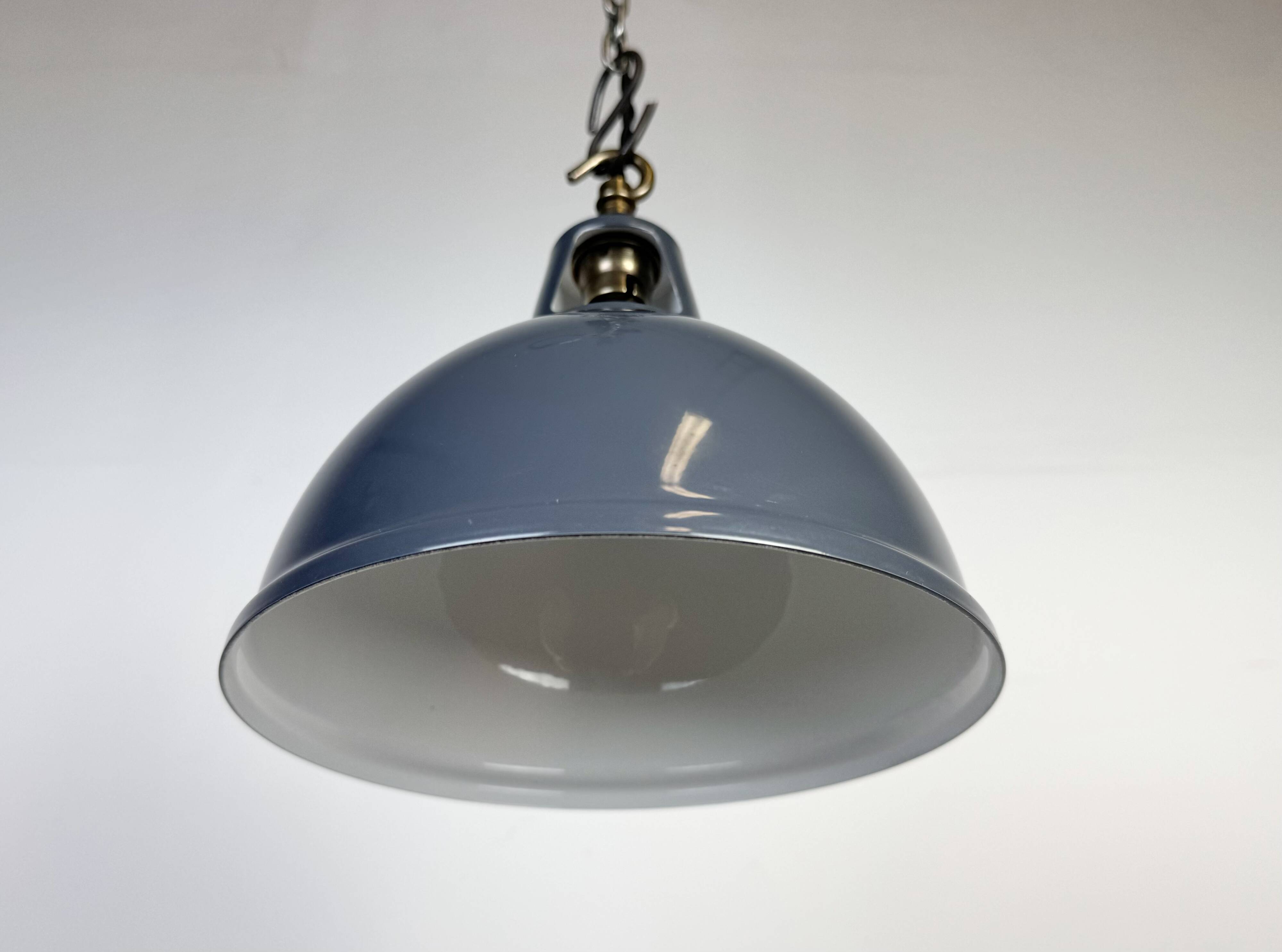 Vintage Industrial Grey Painted Pendant Lamp