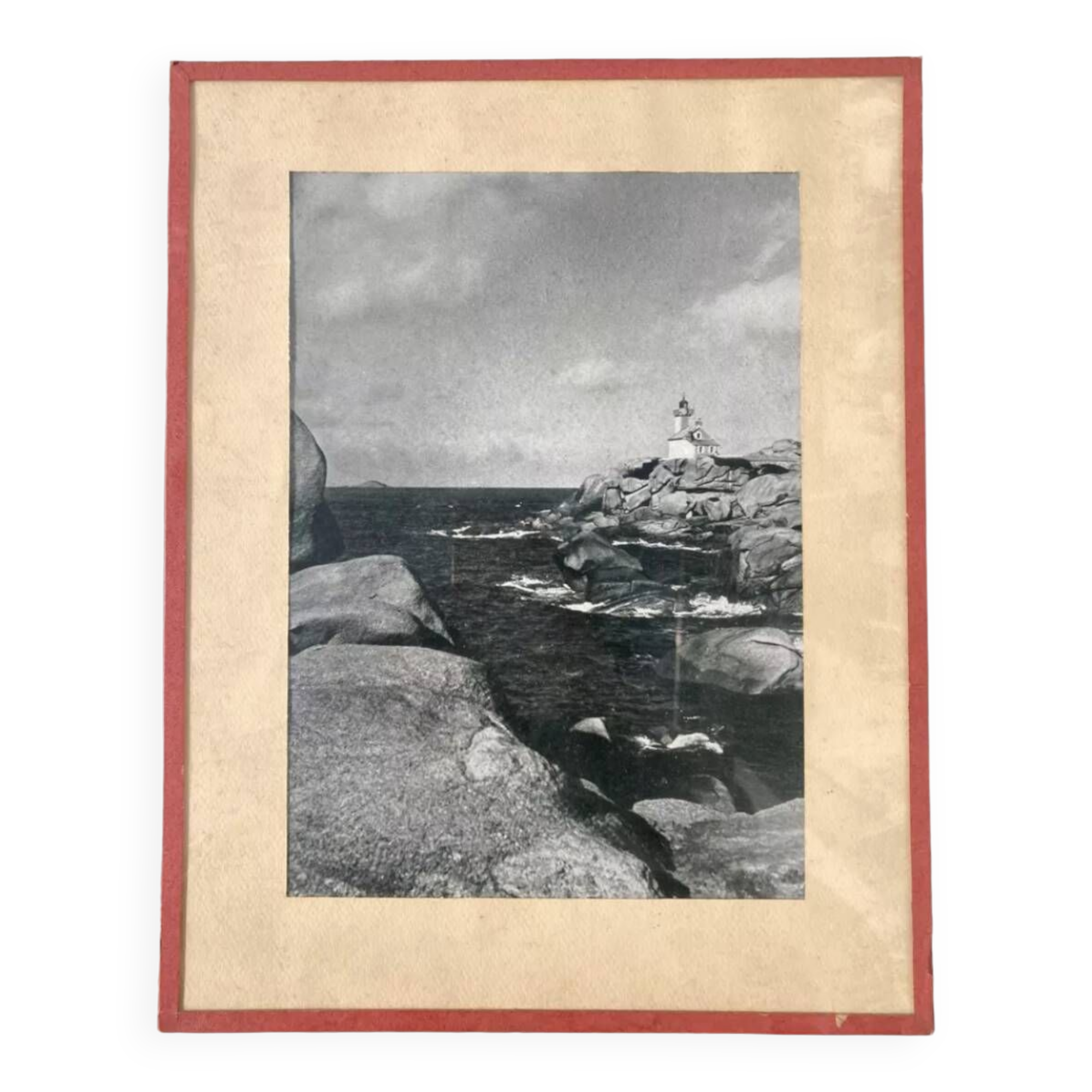 Black and white Brittany lighthouse photographic print