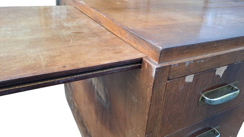 Art Deco walnut pedestal desk, 1930s
