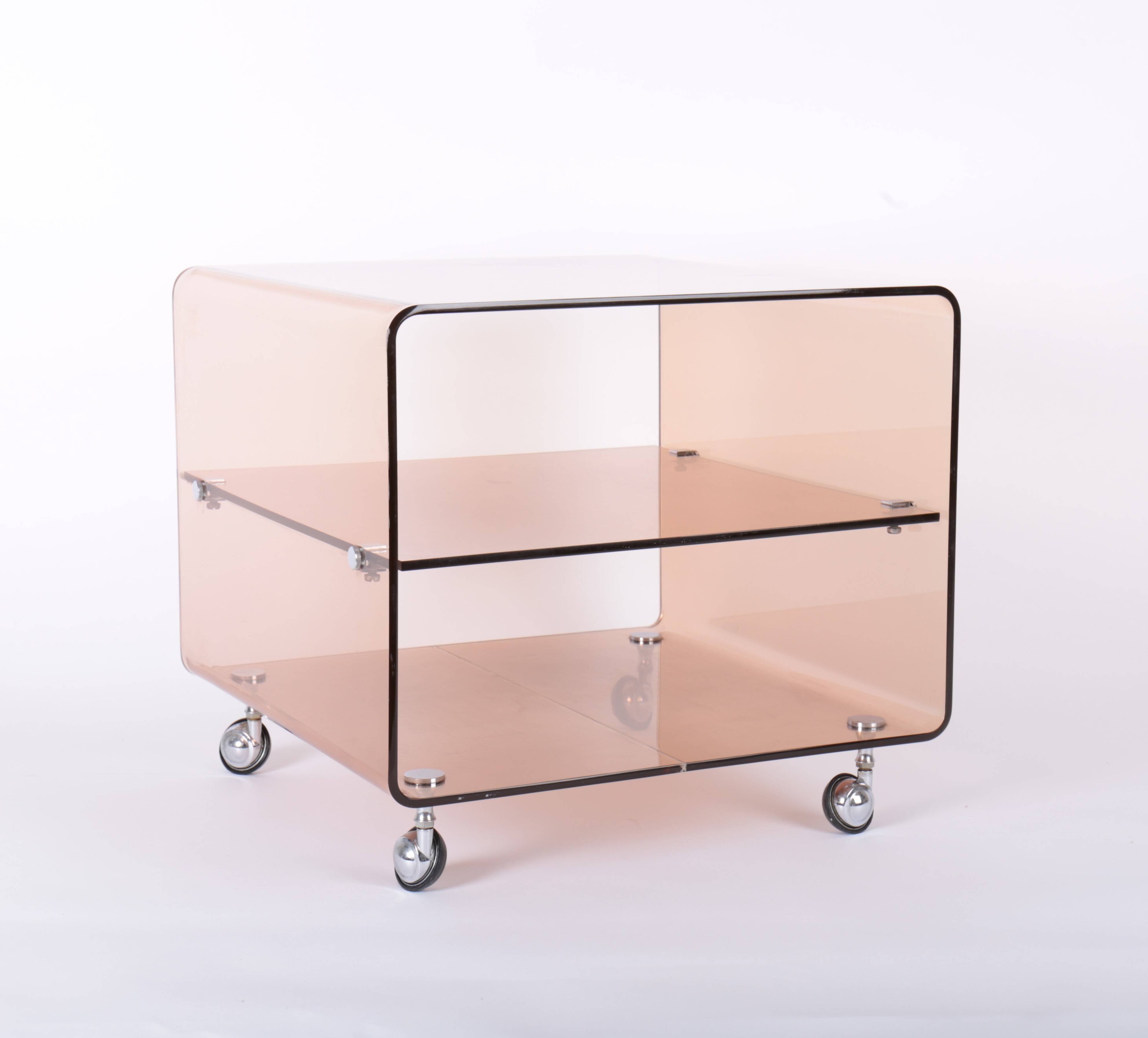 Plexiglas side table or bedside table by Michel Dumas
