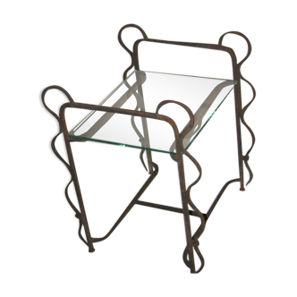 Oxidized iron table and glass tray