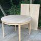 Table à manger scandinave ronde extensible rénovée en bois brut 210cm