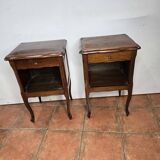 Pair of Louis XV style oak bedside tables
