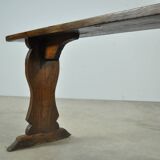 HANDMADE antique wooden French farmhouse bench, 1930s