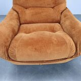 Pair of Italian Space Age Lounge Chairs, Orange Upholstery, 1970s