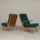 Paire de fauteuils ULUV bois et tissu vert bouclette