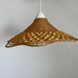 Woven wicker pendant light
