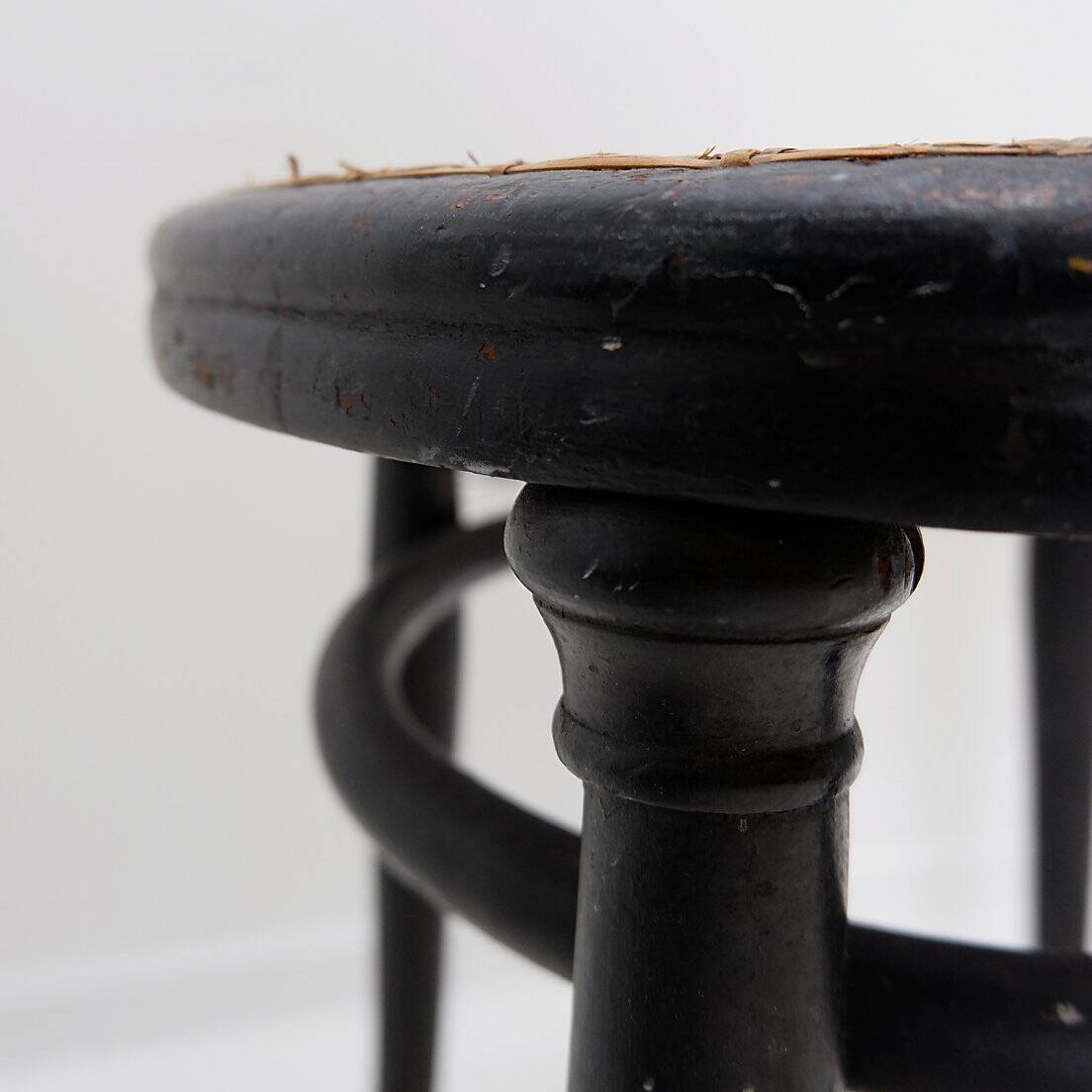 Thonet black bentwood stool - 20th