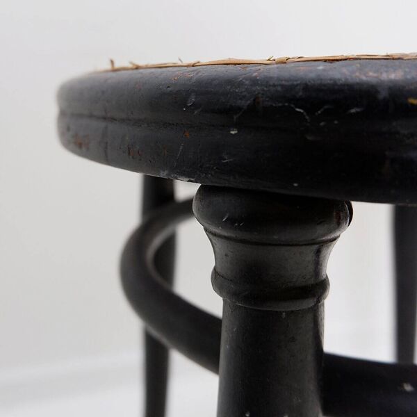 Thonet black bentwood stool - 20th