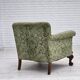 1950s, Danish armchair, green furniture velour, carved oak wood.