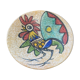 Plate polychrome rooster decoration toledo 1950s