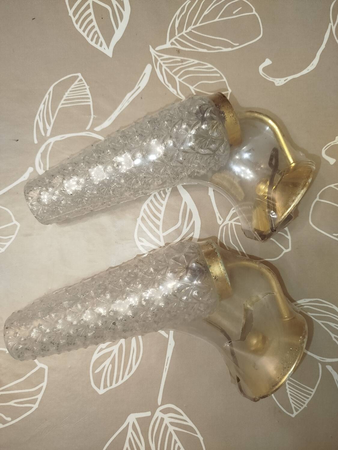 Pair of vintage molded glass wall sconces – 1960s – Condition of