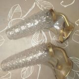 Pair of vintage molded glass wall sconces – 1960s – Condition of